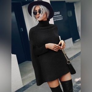 Elegant & Sophisticated Turtleneck Poncho Sweater